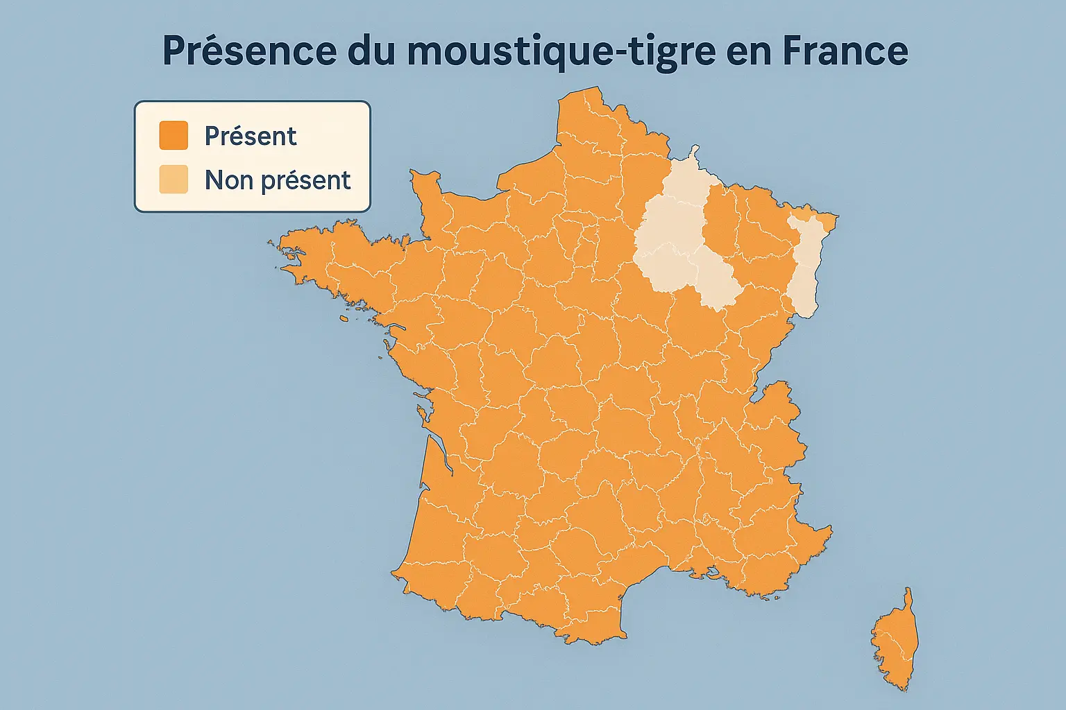 Aperçu de la carte du moustique tigre en France