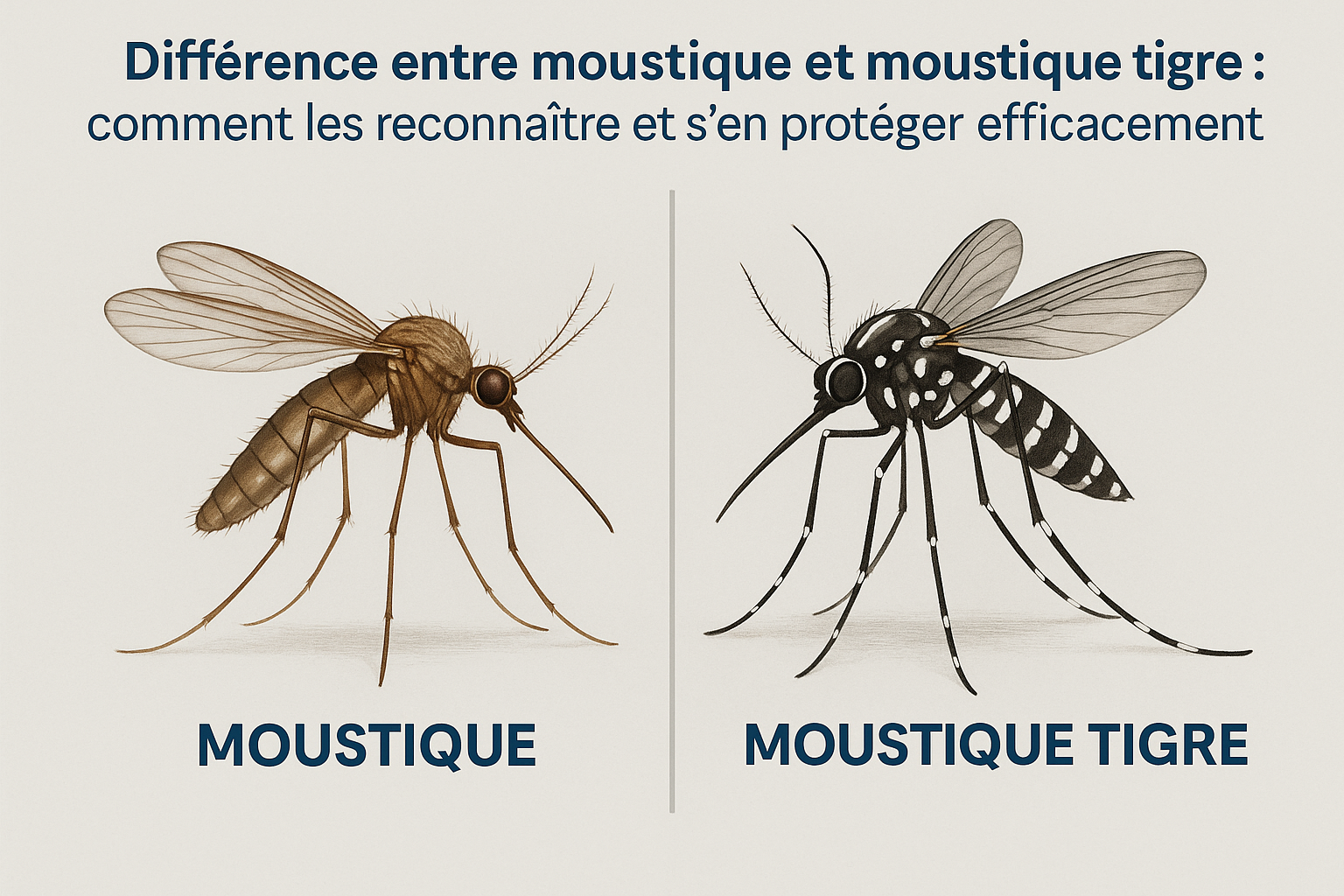 Différence entre moustique et moustique tigre : comment les reconnaître et s’en protéger efficacement